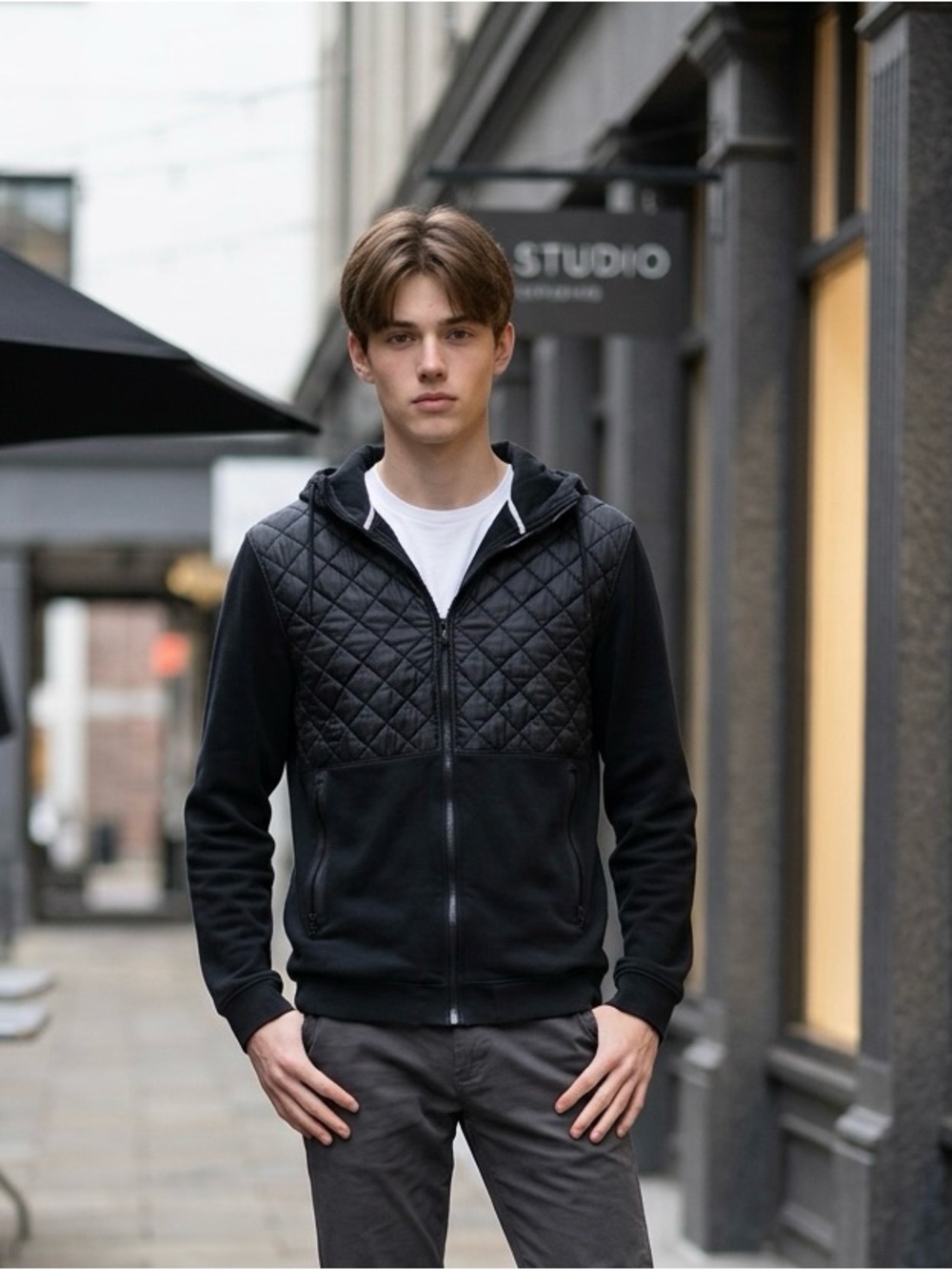 Nike Winterized Quilted Fleece Full Zip Hoodie Jacket Black